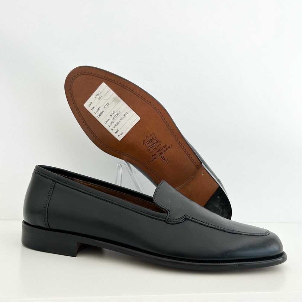 Vintage Belvedere Florence Loafers Made in Italy Black Leather Men’s Size 8, New